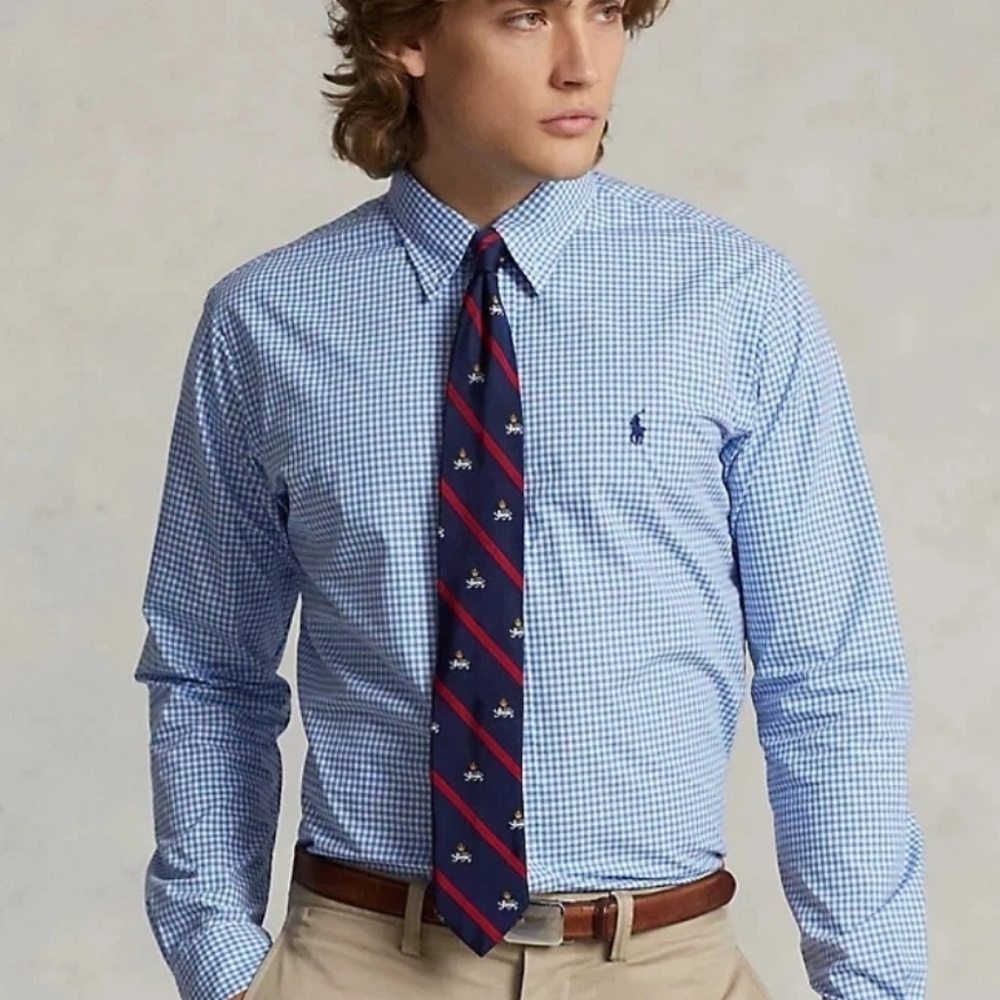 POLO RALPH LAUREN Mens Blue Core Replen Long Sleeve Gingham Shirt Sze 3XLT NEW